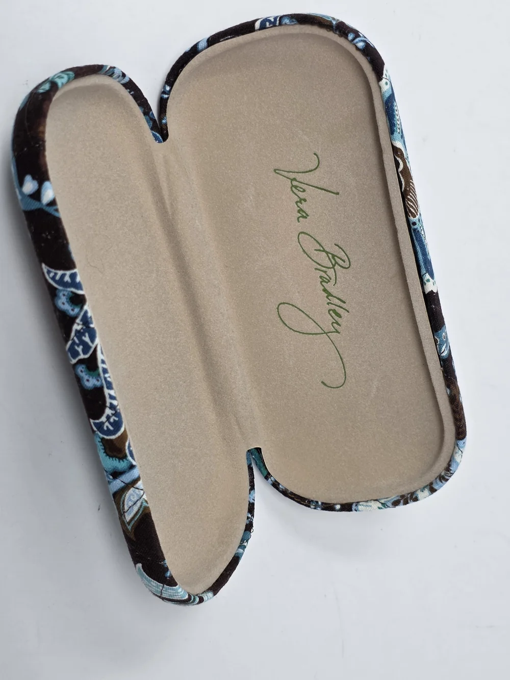 Vera Bradley Hard Quilted Eye Glass Case in Java Blue paisley floral print Rare